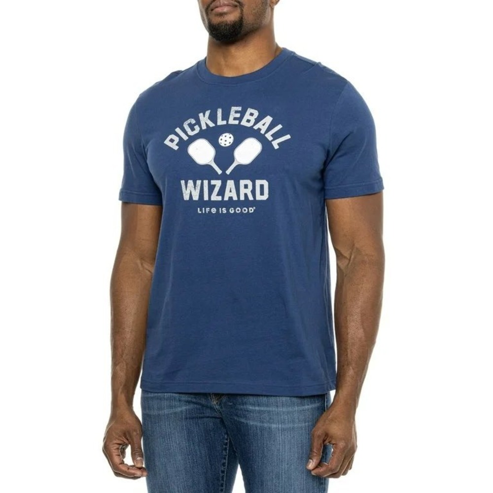 Life‎ is Good T-Shirt Men's XXL Navy Blue Pickleball Wizard Crusher Tee